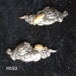 H593. Fine Shakudo and Gold Menuki
