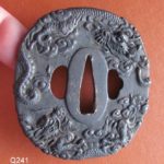 Tsuba - by Nara School - Large Signed Iron Tsuba, Dragon