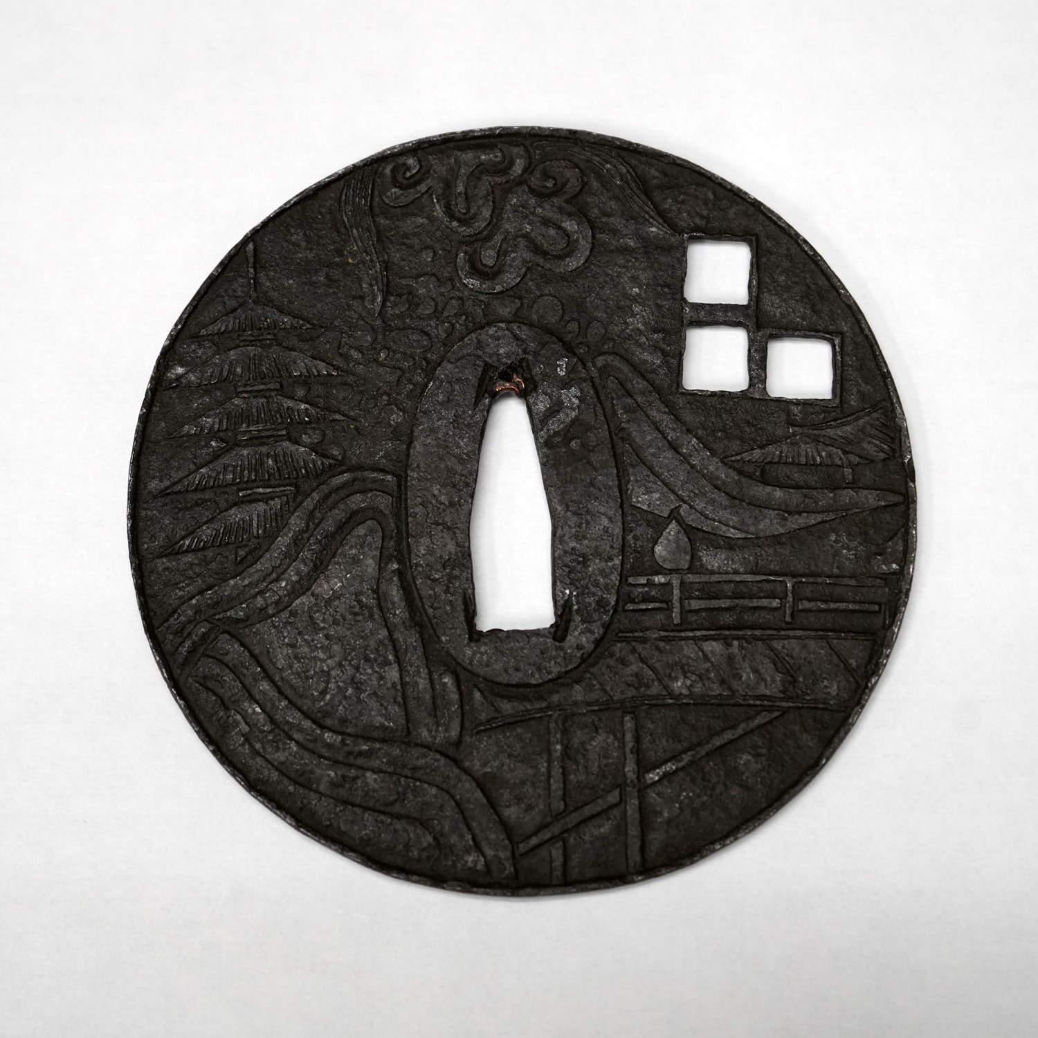 橋塔風景色図鐔 鎌倉