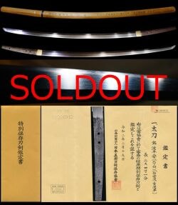 Katana - Tokuho - Rare Ko-Naminohira mei "Naminohira Tsugi" Flowing Jigane Masterpiece, Tokubetsu Hozon Token Certificate