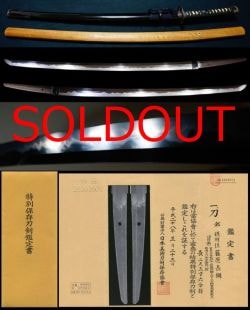 Katana - Tokuho - by Nagatsuna - Masterpiece signed Nagatsuna, "Sesshu-ju Fujiwara Nagatsuna" with Ogawa Kaemon-no-jo Saidan-mei and Koshirae – Tokubetsu Hozon Token