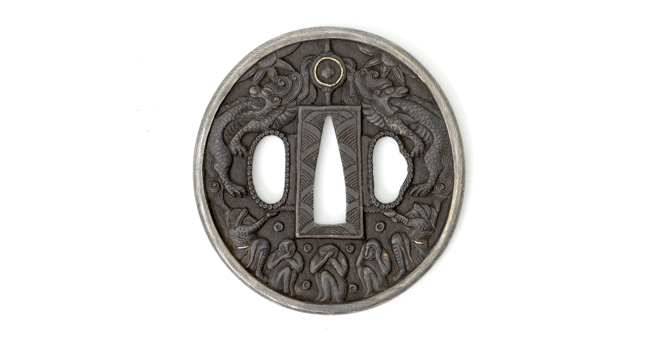 Three wise monkeys tsuba