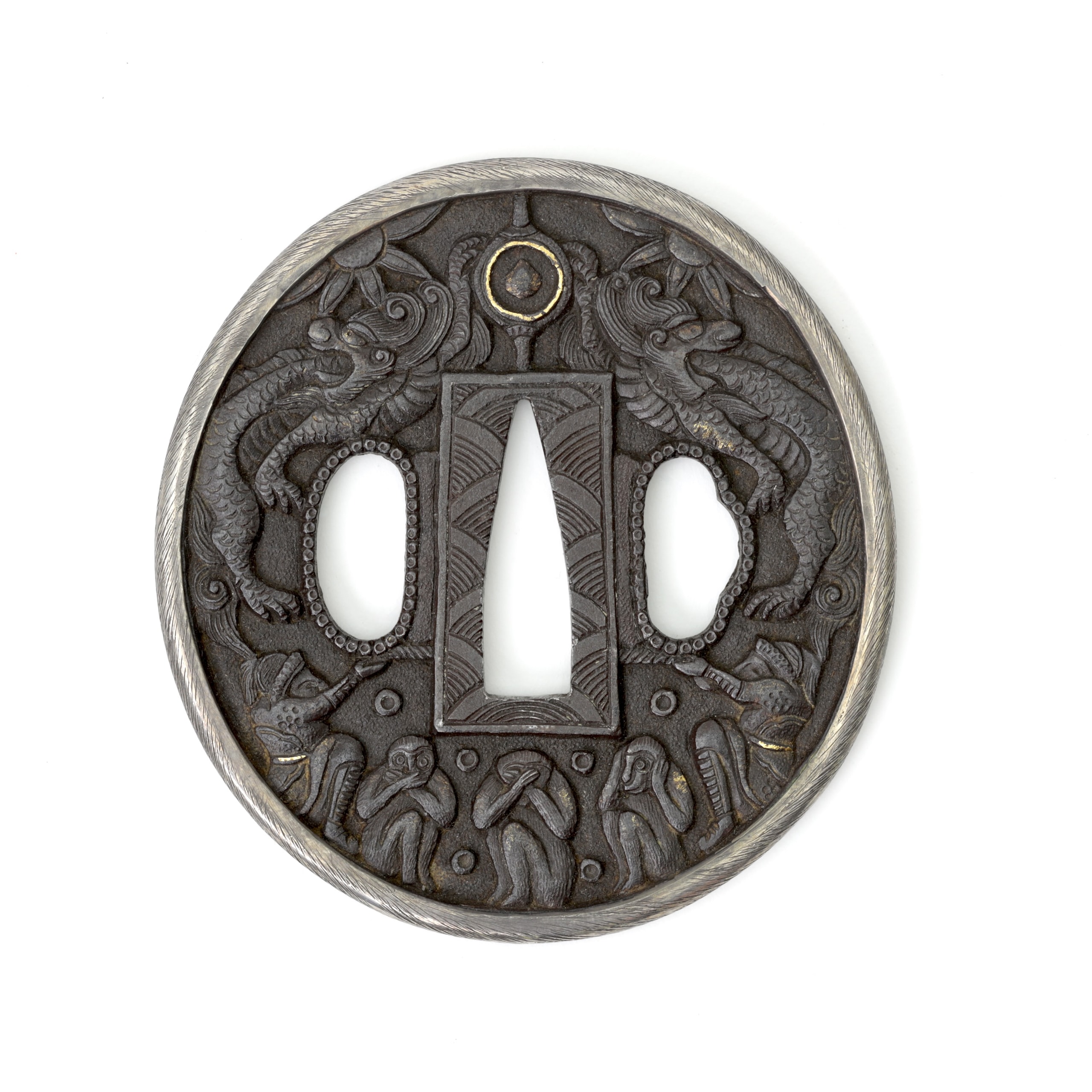 Three wise monkeys tsuba