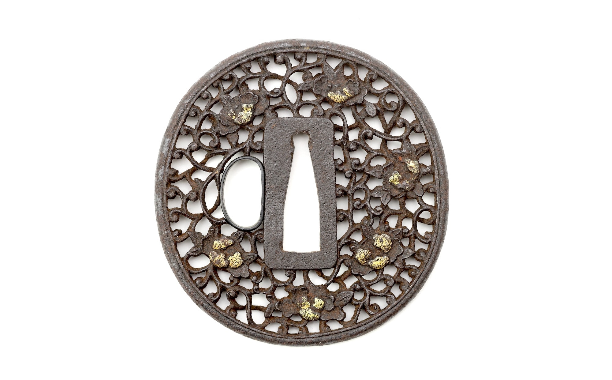 Peony karakusa tsuba