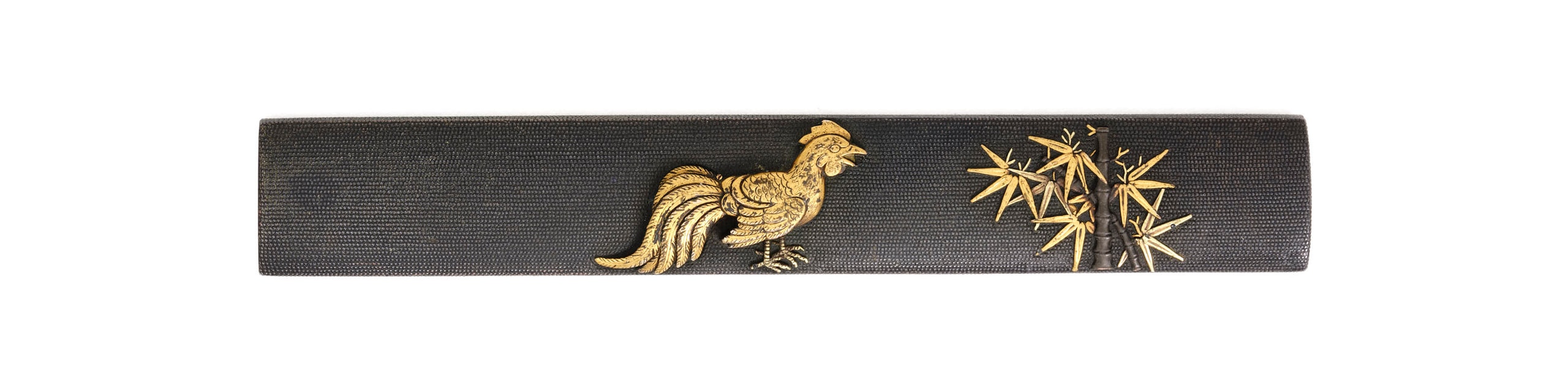 Kozuka - by Ishiguro Masahide - Rooster and Bamboo Kozuka
