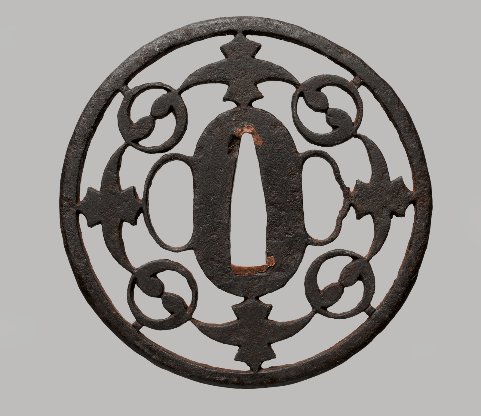 Tsuba - Owari - Iron - Matsudaira Mon with Diamond Motifs and Balanced Weights - Early Work - Kopie