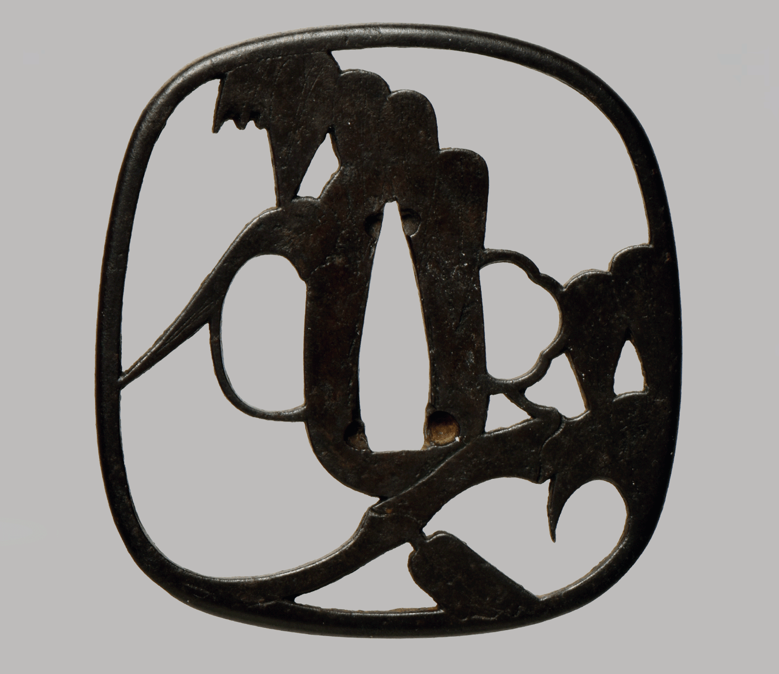 Tsuba - by Nishigaki School - 肥後西垣 鐔 竹図 侘寂