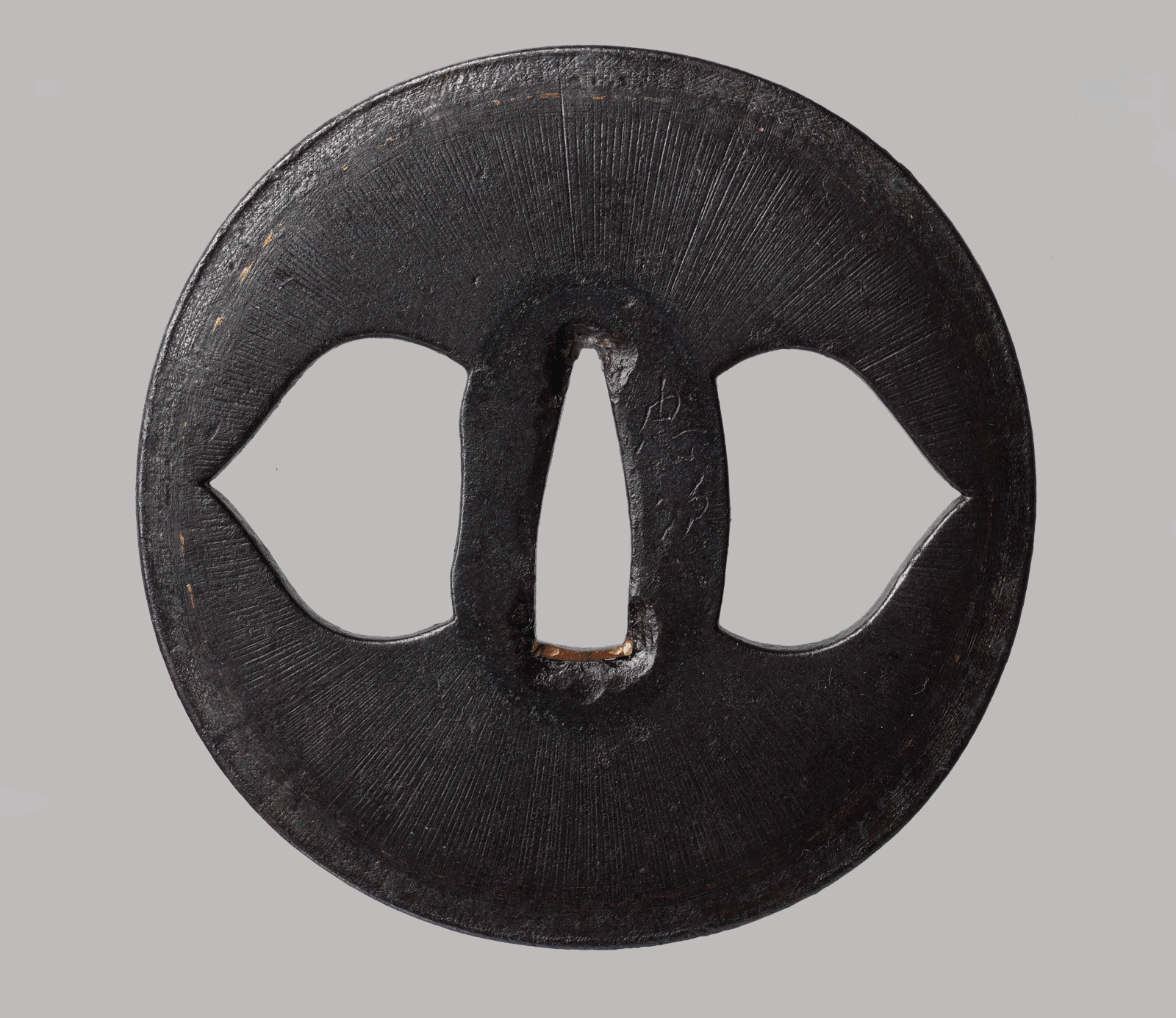 Tsuba: Signed Tsuba with Rays of Amida Buddha
