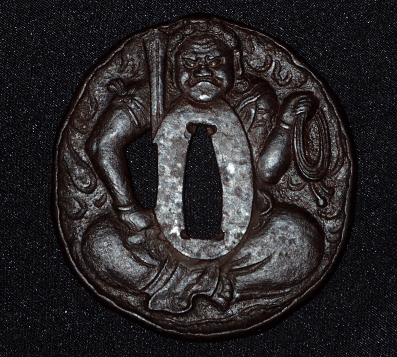 Tsuba - by Murakami Josui - Fudo Tsuba by Female Artisan Josui of the Murakami School