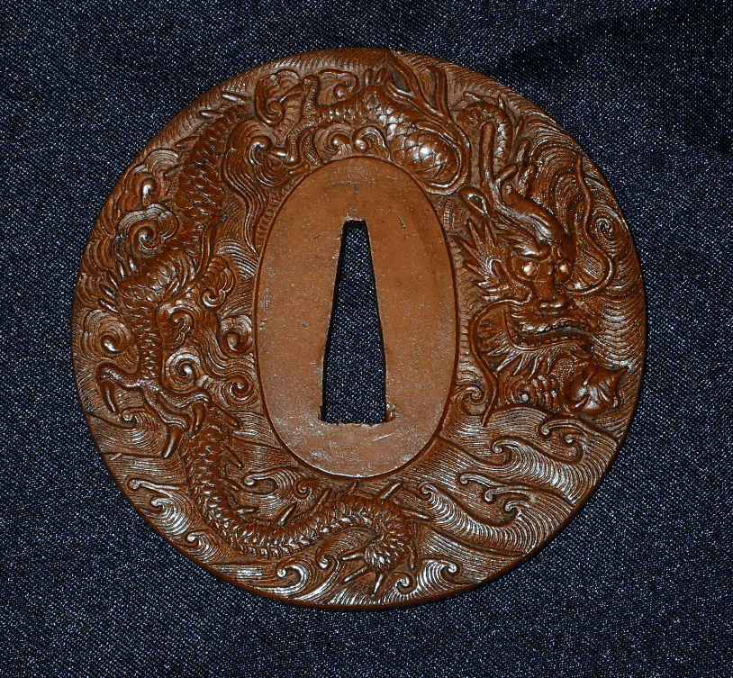 Second generation Sekibun Dragon Tsuba NTHK Certificate