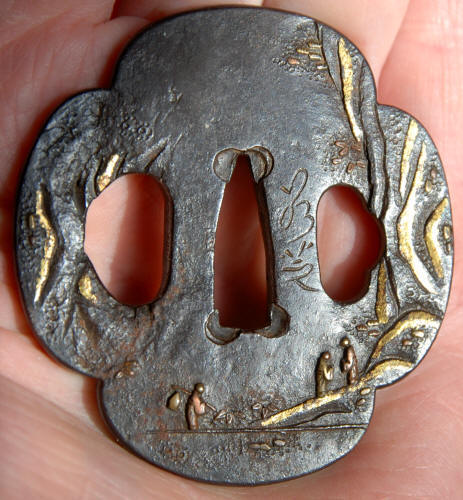Tsuba - by Jakushi - 若芝図鐔