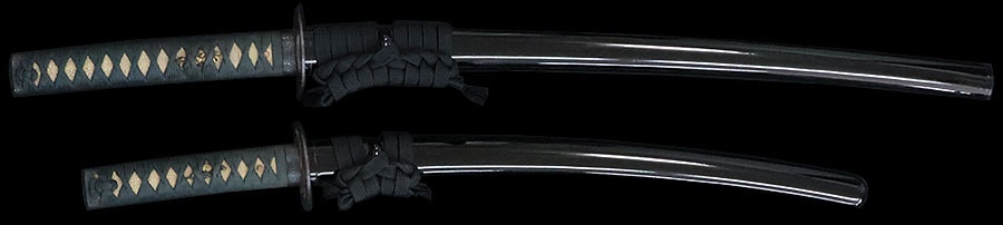 菊紋 備中守橘康廣・菊紋 丹波守吉道(黒ロー鞘大小拵付) Bicchunokami Tachibana Yasuhiro Tanbanokami Yoshimichi