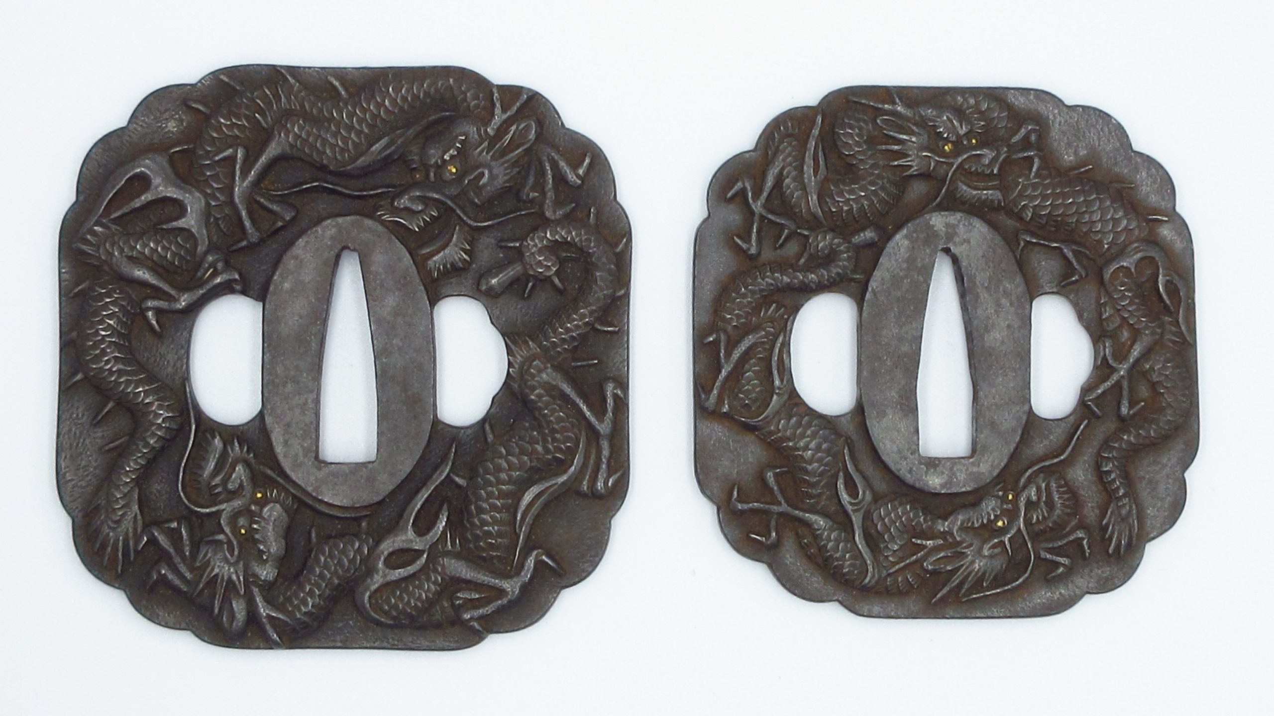 Tsuba - Hozon - Dragon Design, Mumei, Mito, Daisho