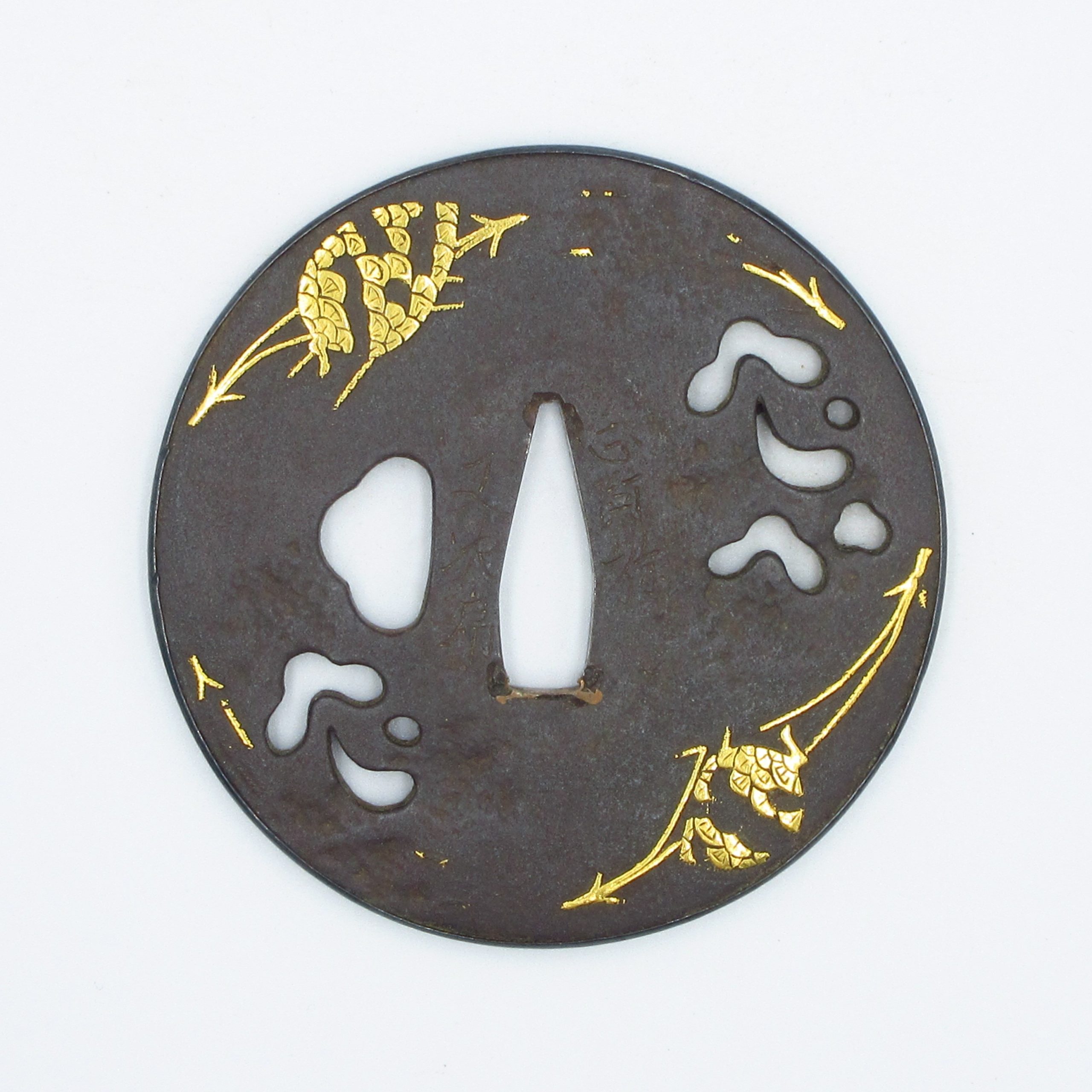 鍔 松葉(銘:正阿弥又二郎)