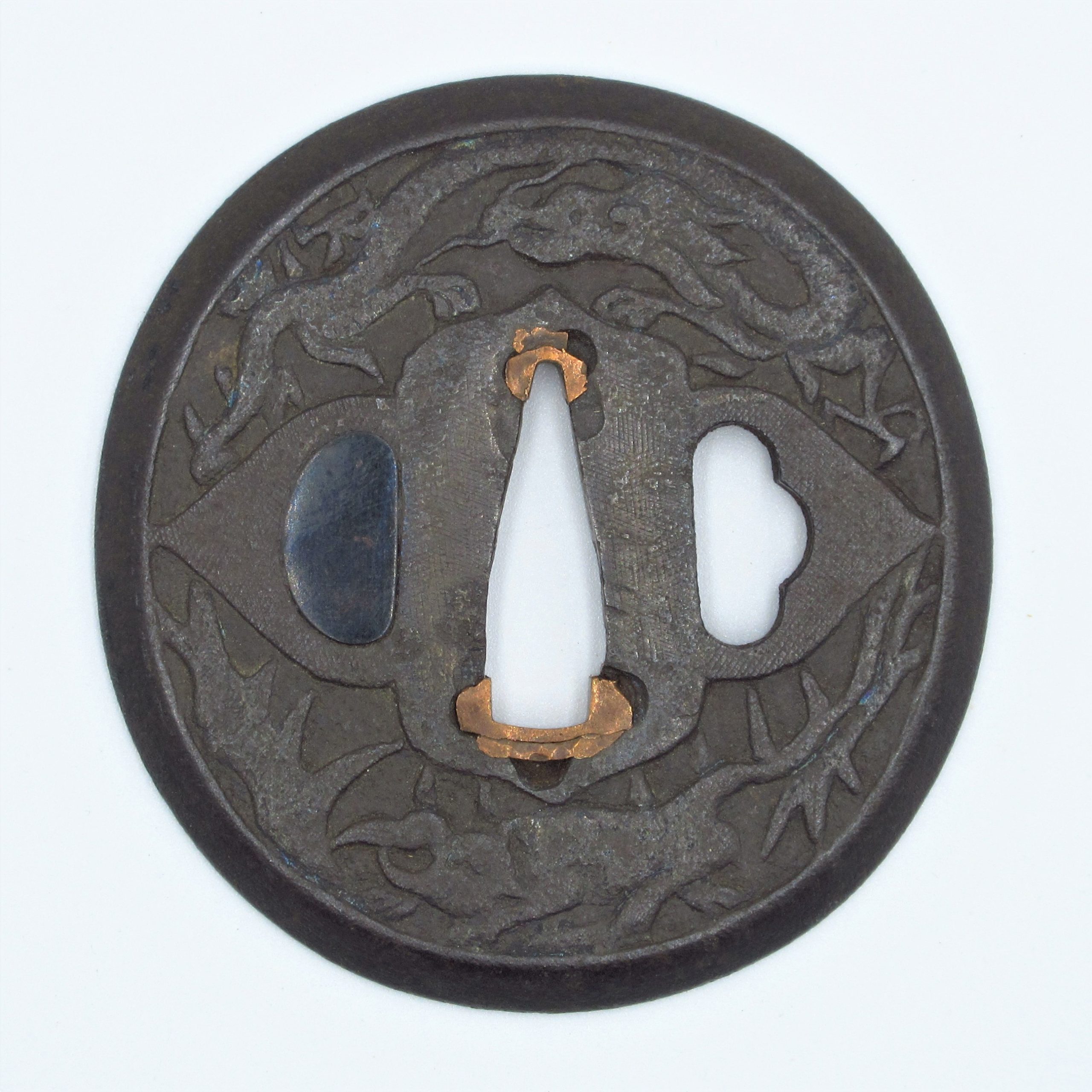 Tsuba - Hozon - Dragon and Tiger Design (Mumei, Nanban)