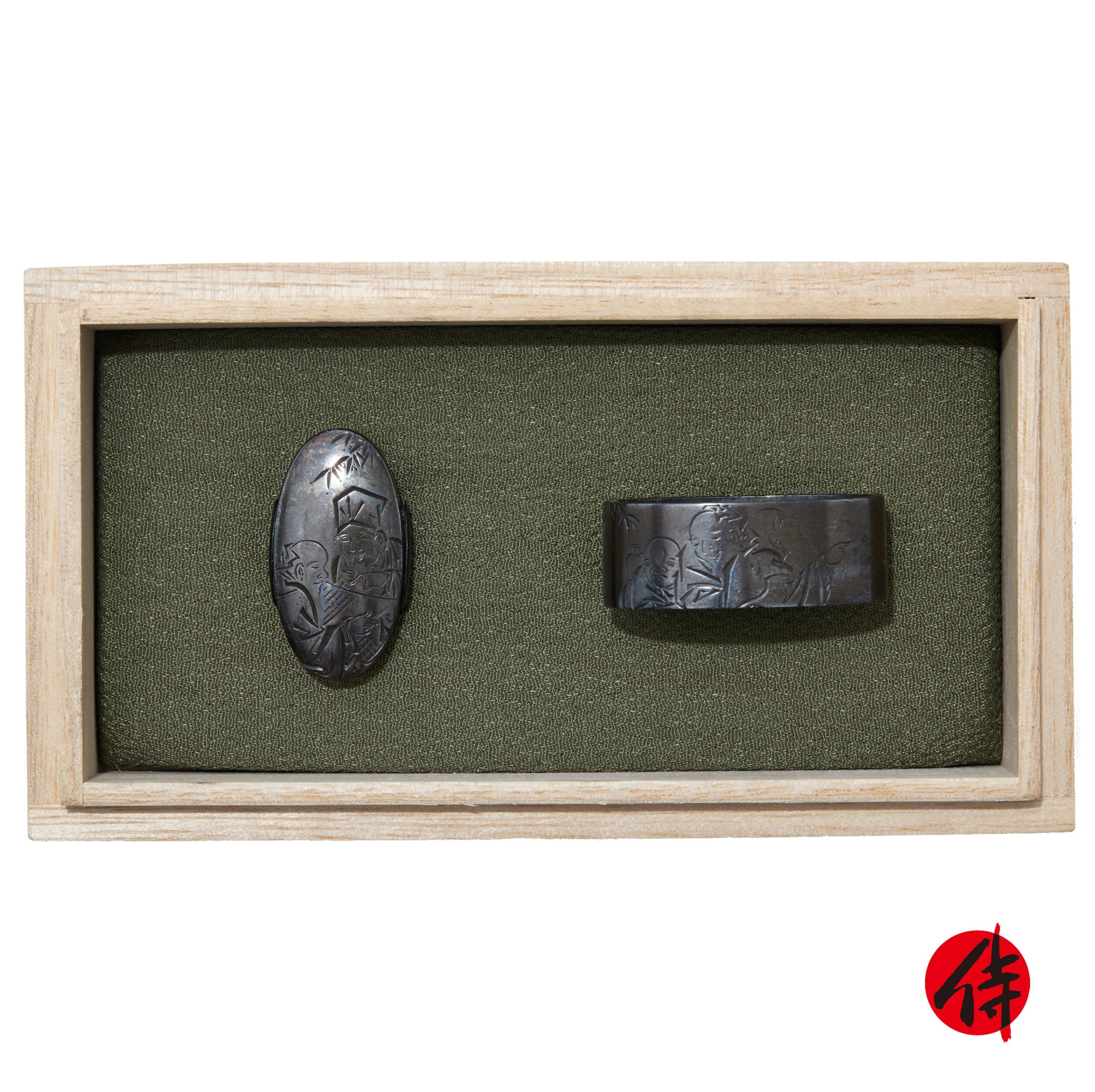 Edo period antique Fuchi Kashira for Samurai Sword (F-57)