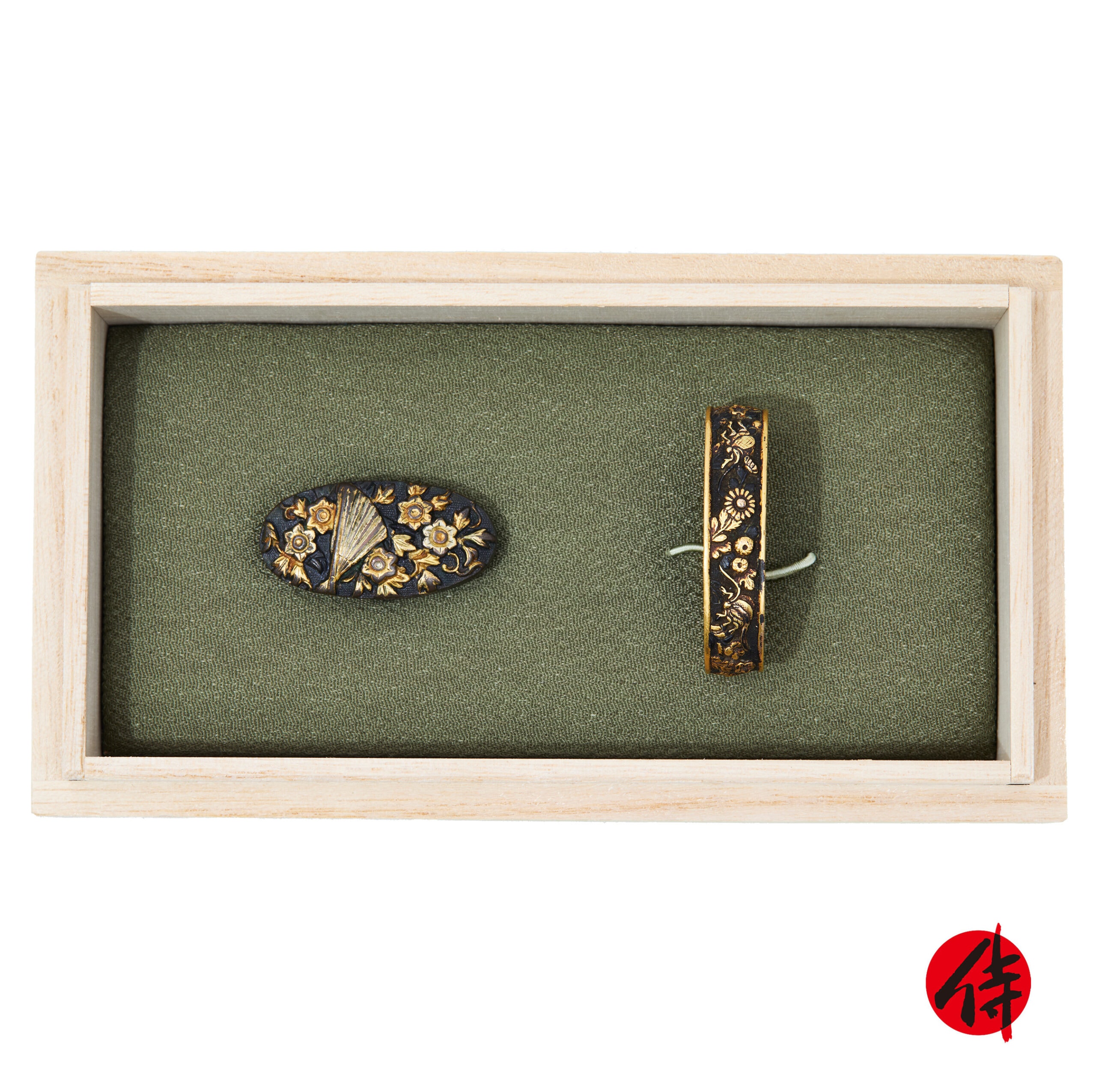 Edo period antique Fuchi Kashira for Samurai Sword (F-54)
