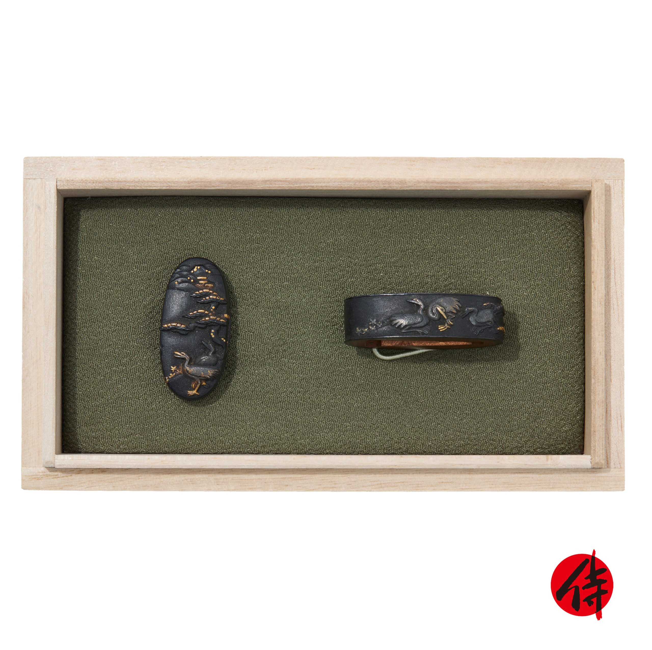 Edo period antique Fuchi Kashira for Samurai Sword (F-44)