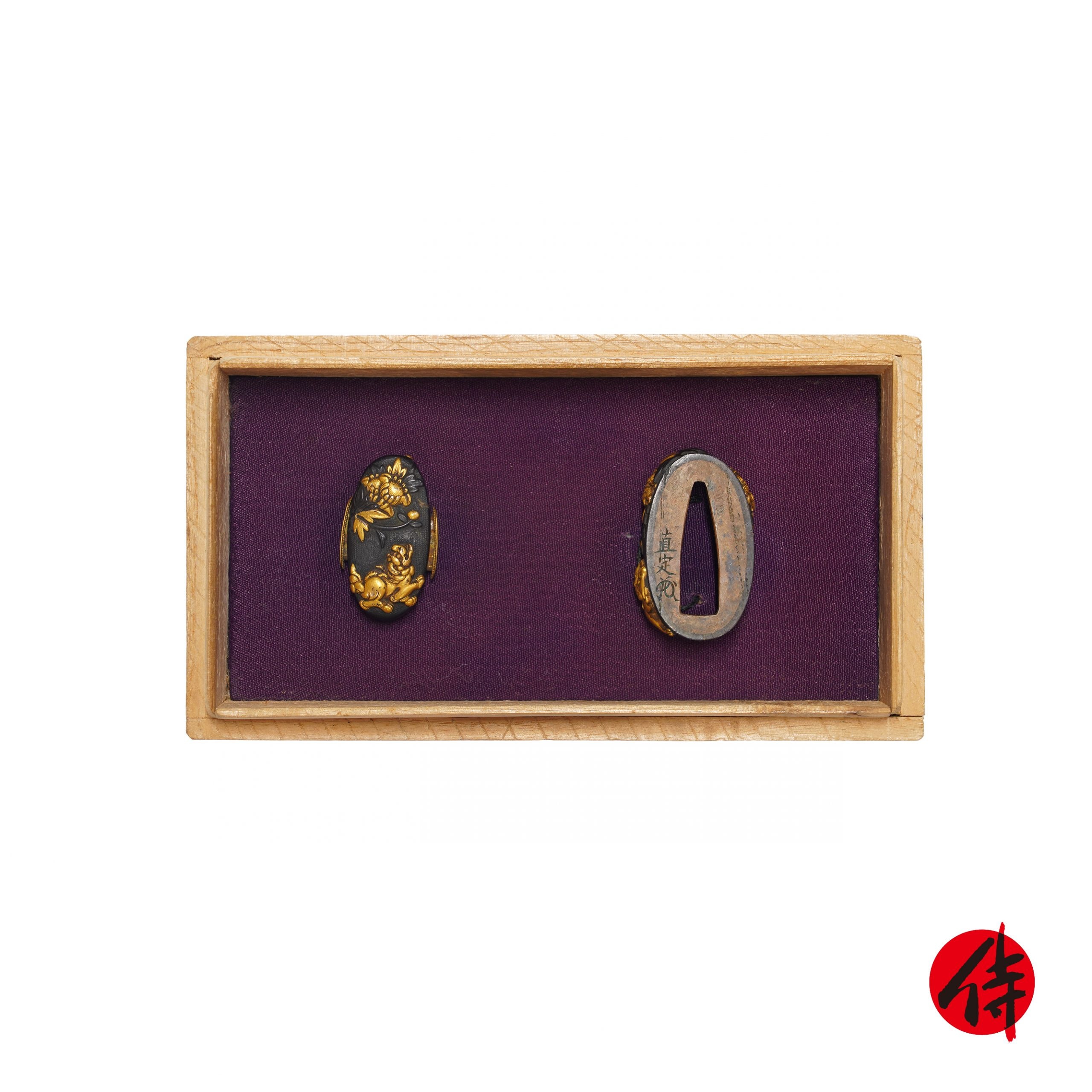 Edo period Antique Fuchi Kashira for Samurai Sword with NBTHK Hozon Certificate (F-24)