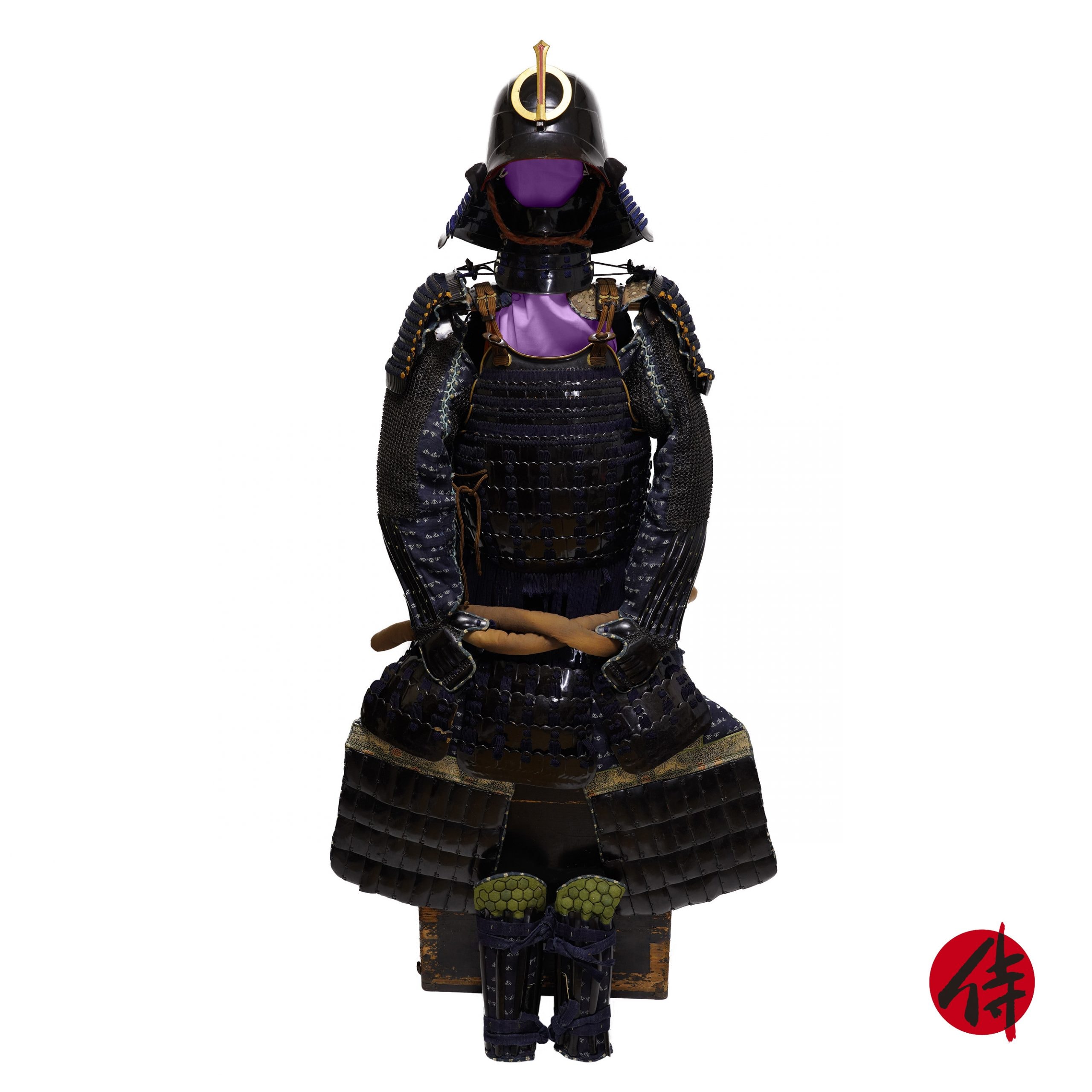Antique Edo Period Iron Black Lacquered Samurai Armor (A-13)