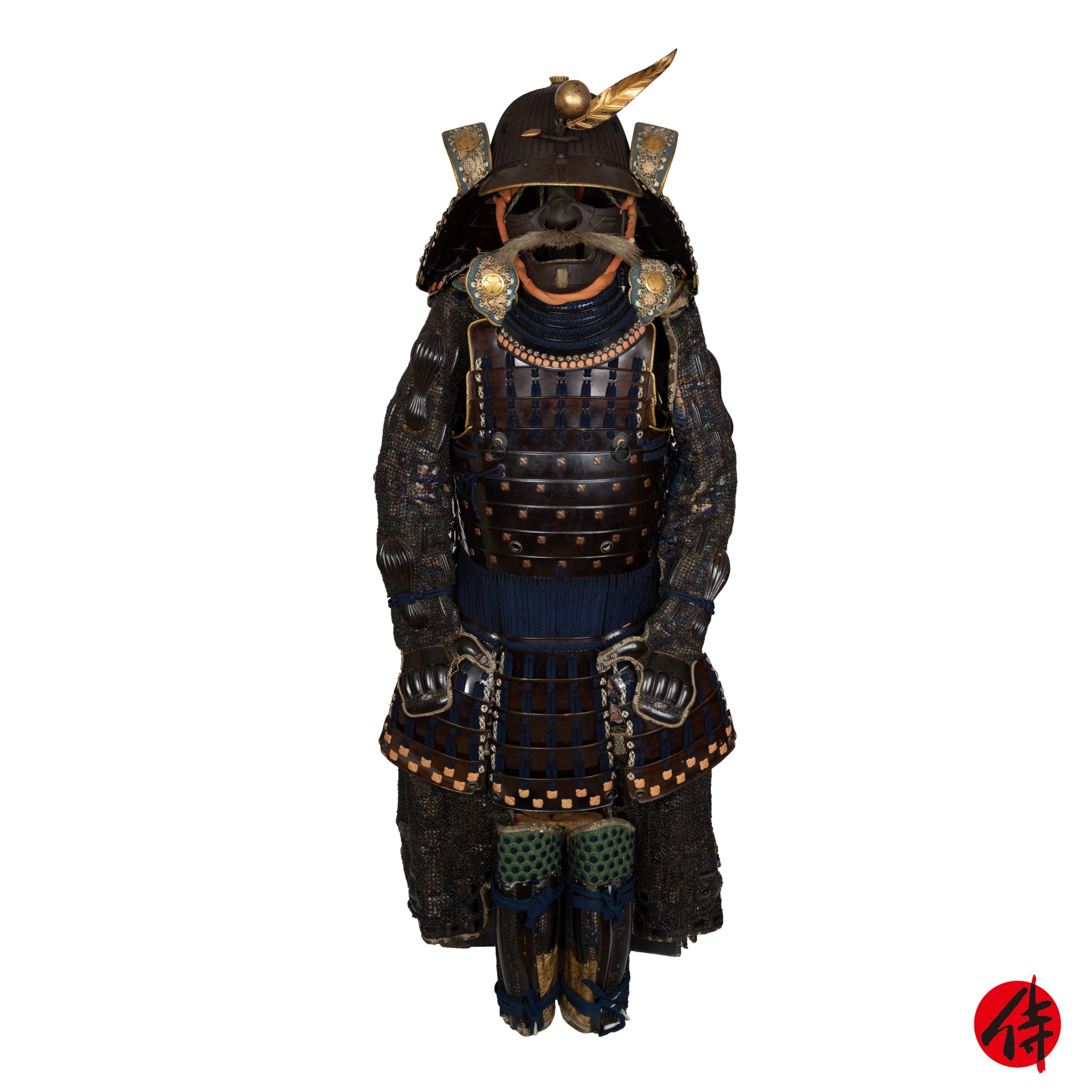 Antique Edo Period Brown Lacquered Samurai Armor (A-18)