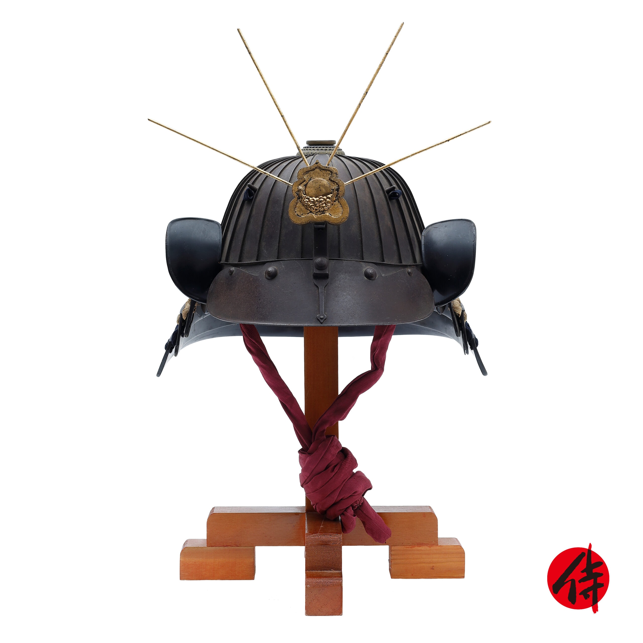 Antique Samurai Helmet After Meiji Period Sanjukken Suji Kabuto Hozon Shiryo Certificate (KT-29)