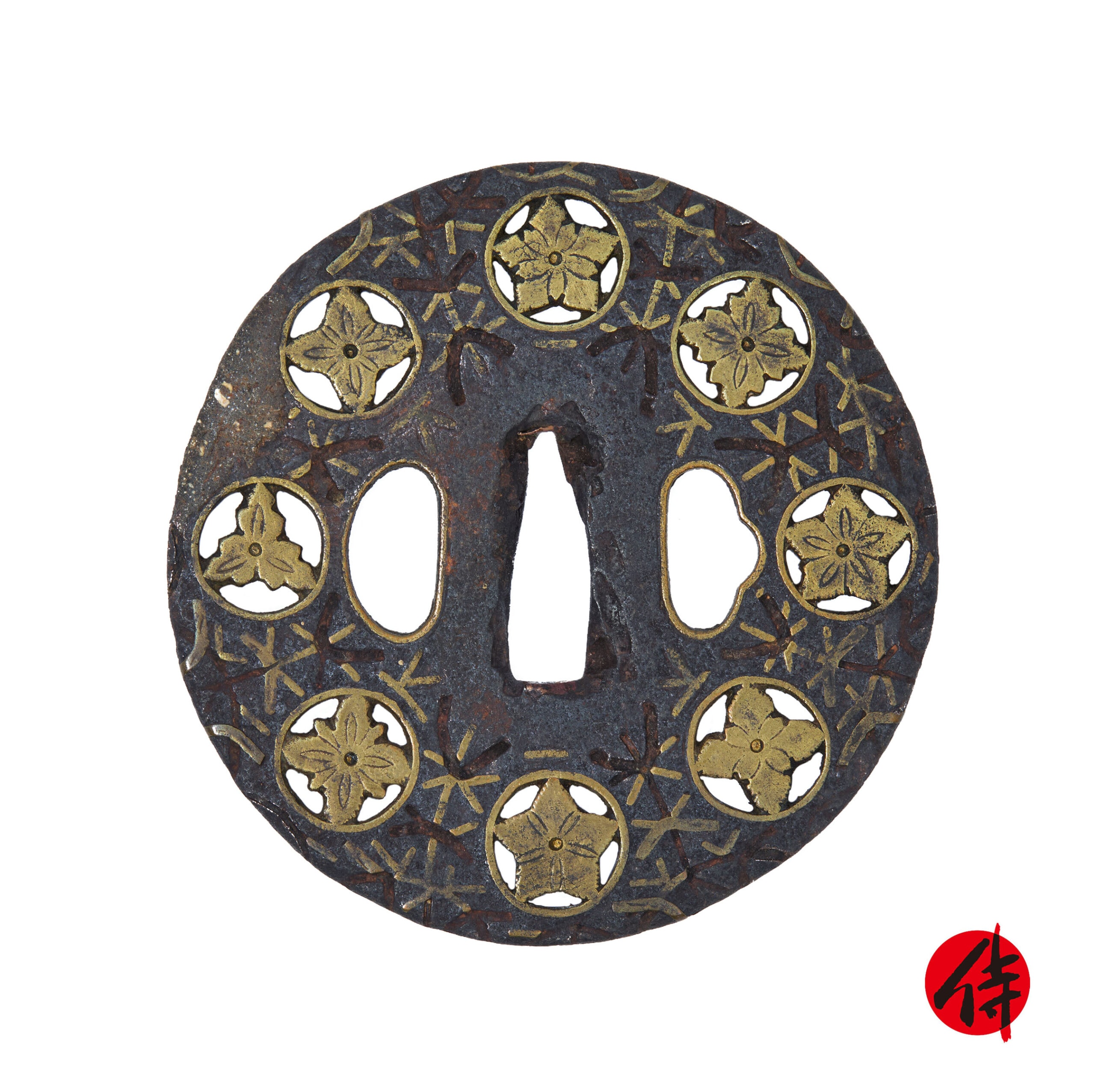 Edo period antique Yoshiro Tsuba for Samurai Sword (T-888)