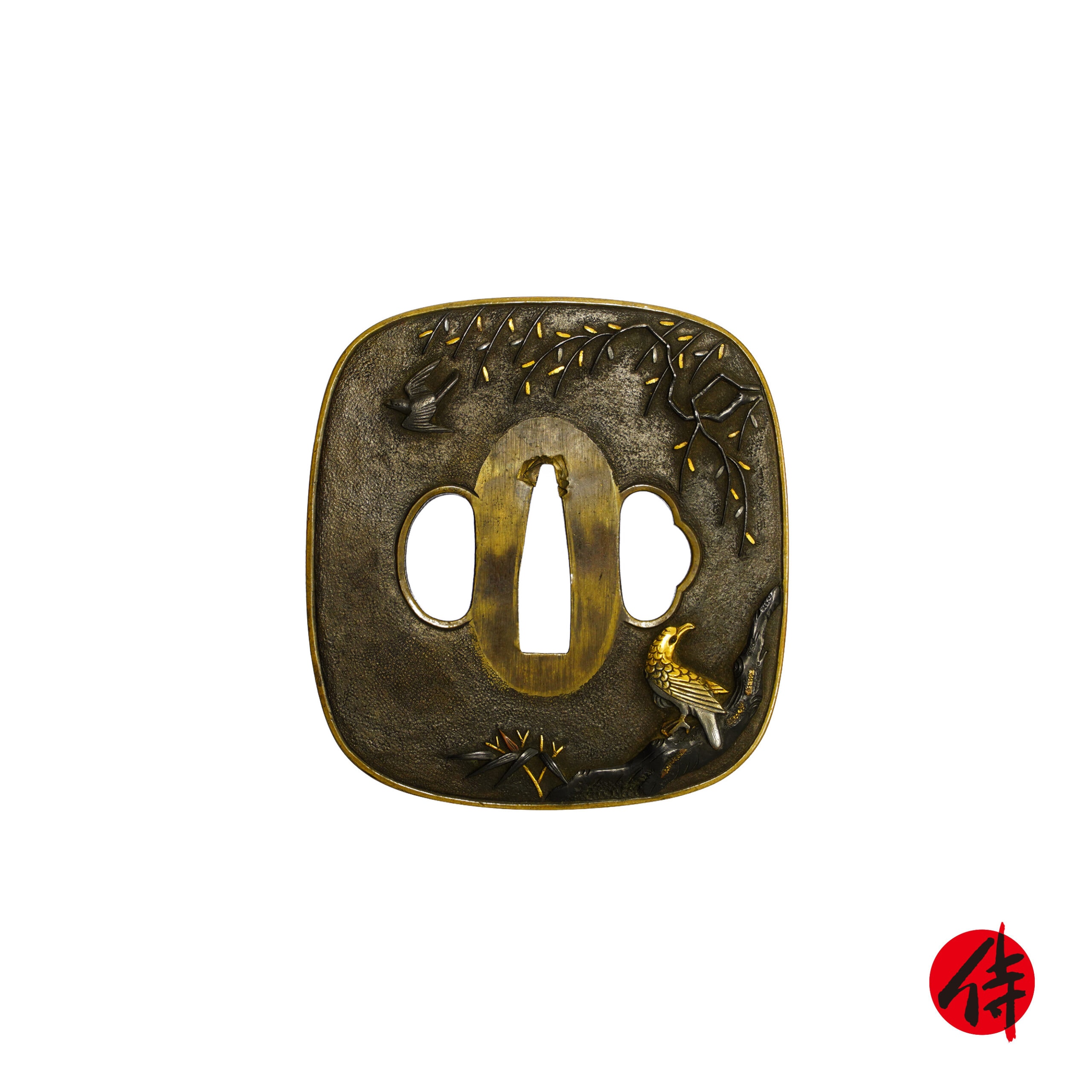 Late Edo period antique Tsuchiya Tsuba for Samurai Sword with NTHK Kantesho Certificate (T-577)