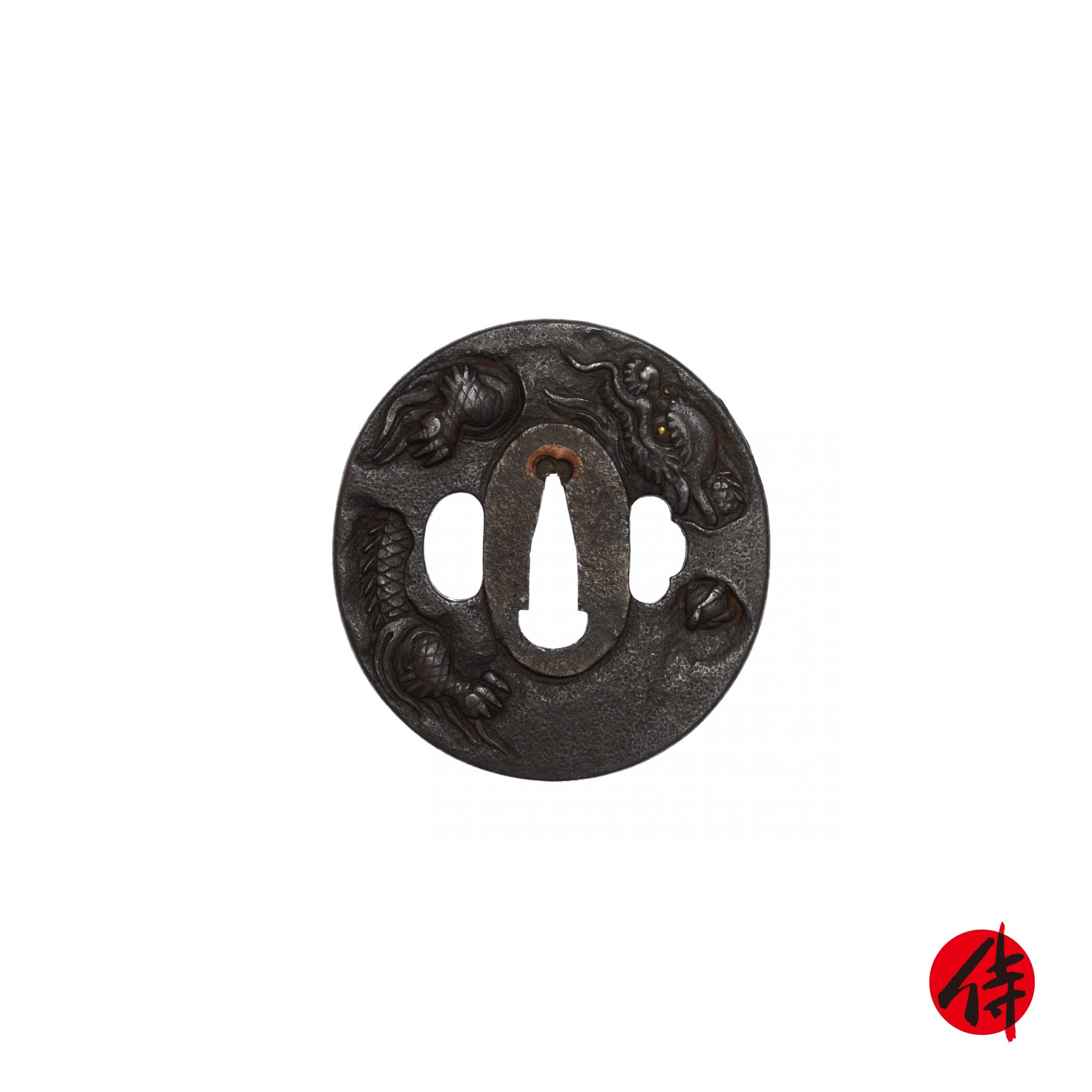 Edo period antique Umetada Tsuba for Samurai Sword (T-462)