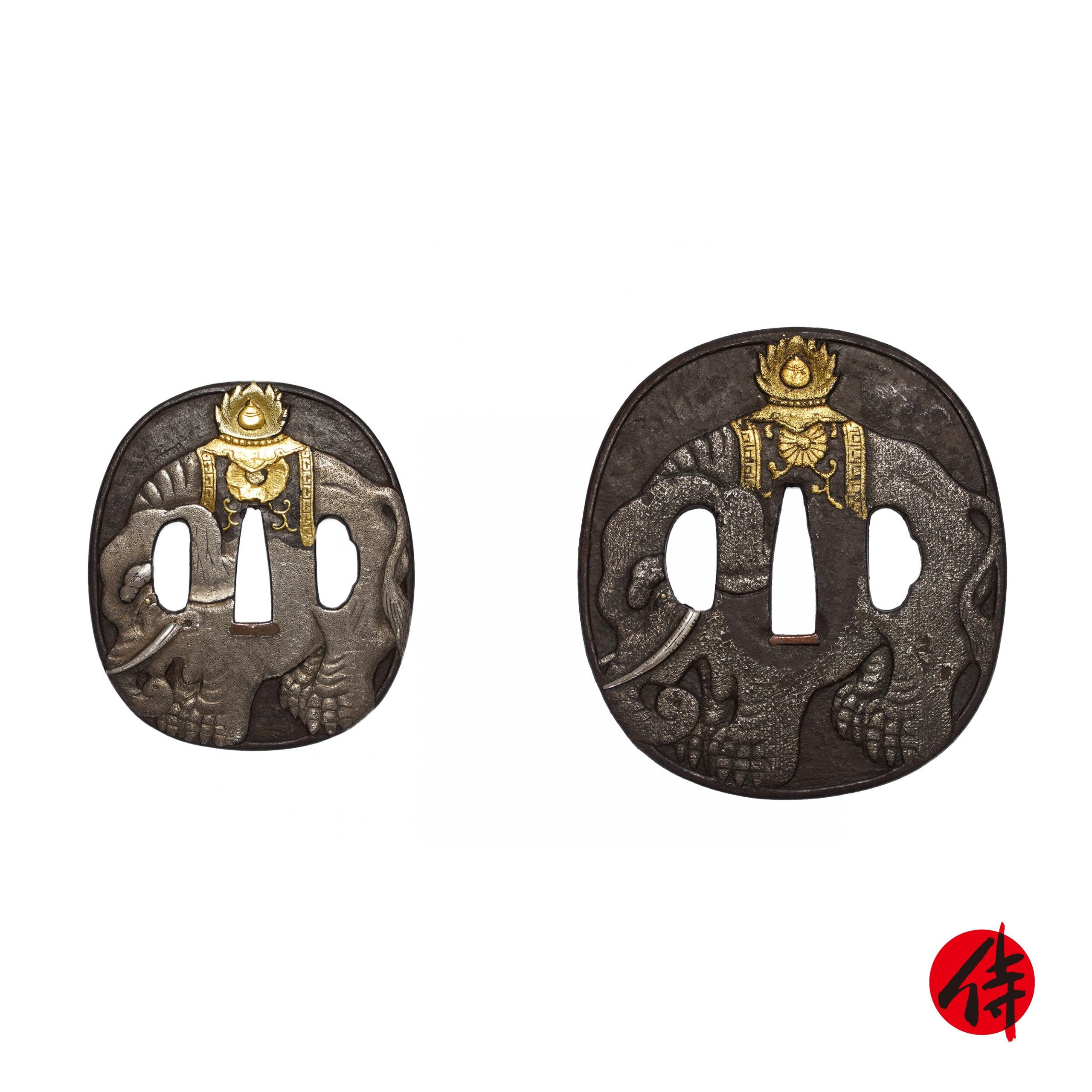 Edo period antique Daisho Tsuba Set for Samurai Sword with (T-427)