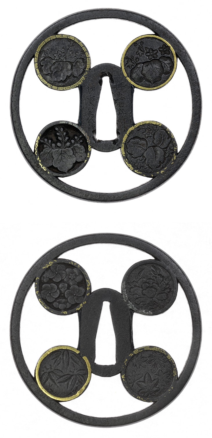 鍔:花桐四季花弁透図 Tsuba:Hanagiri Shiki Kaben Sukashi Zu