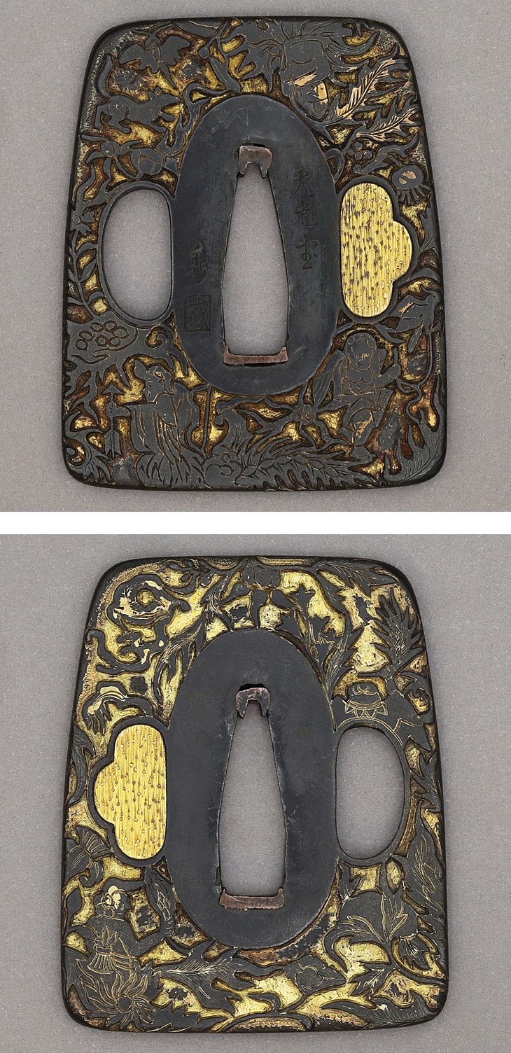鍔:花鳥獣に天子南蛮絵図 Tsuba:Kachoju ni Tenshi Nanbane Zu