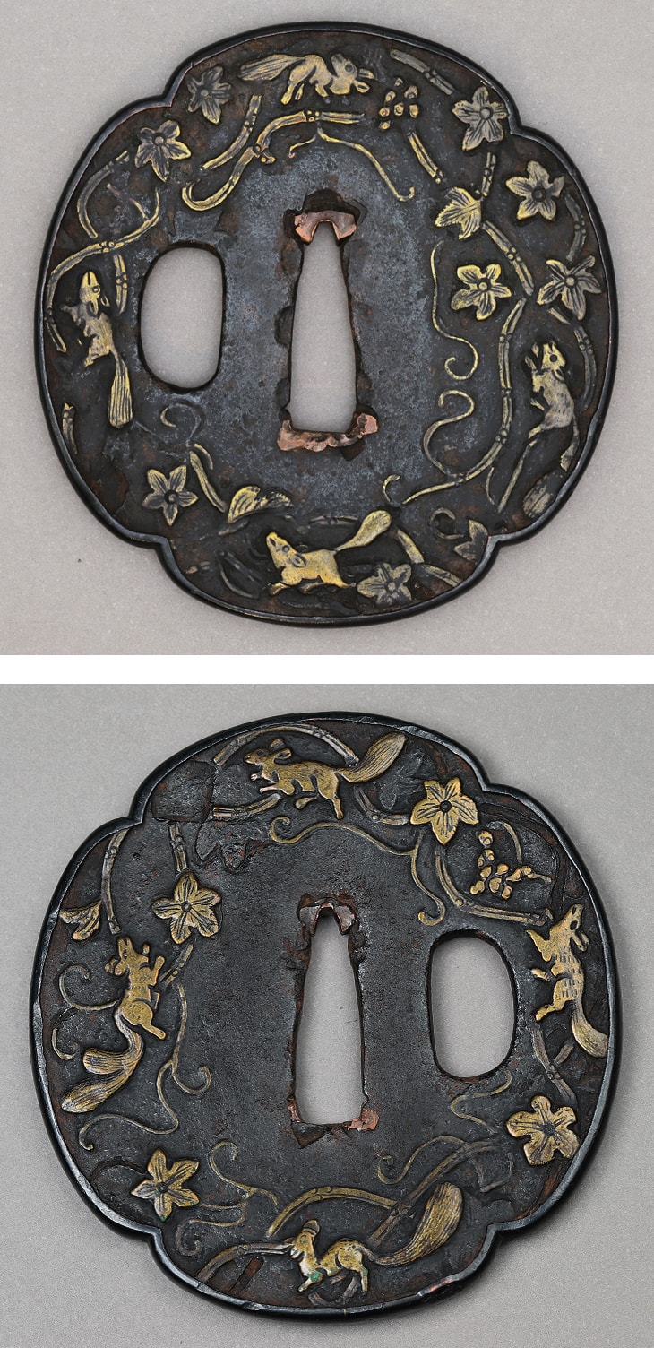 鍔:葡萄栗鼠図 Tsuba:Budou Risu Zu