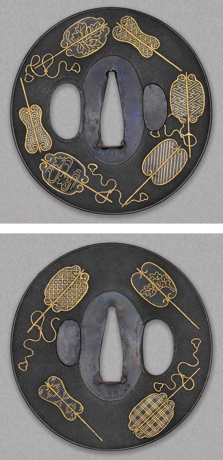 鍔:軍配散図 Tsuba:Gunbai Chirashi Zu