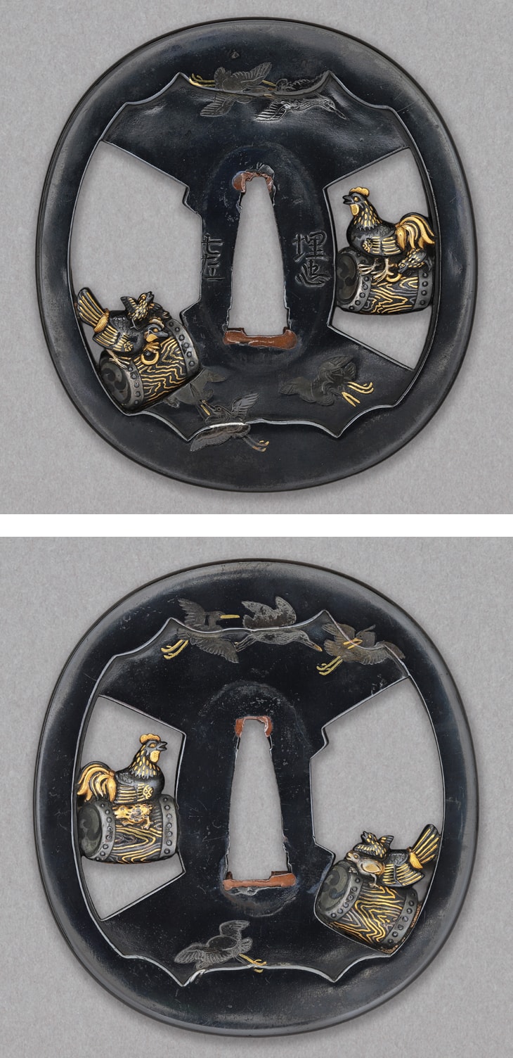 鍔:諫鼓白鷺図 Tsuba:Kanko Shirasagi Zu