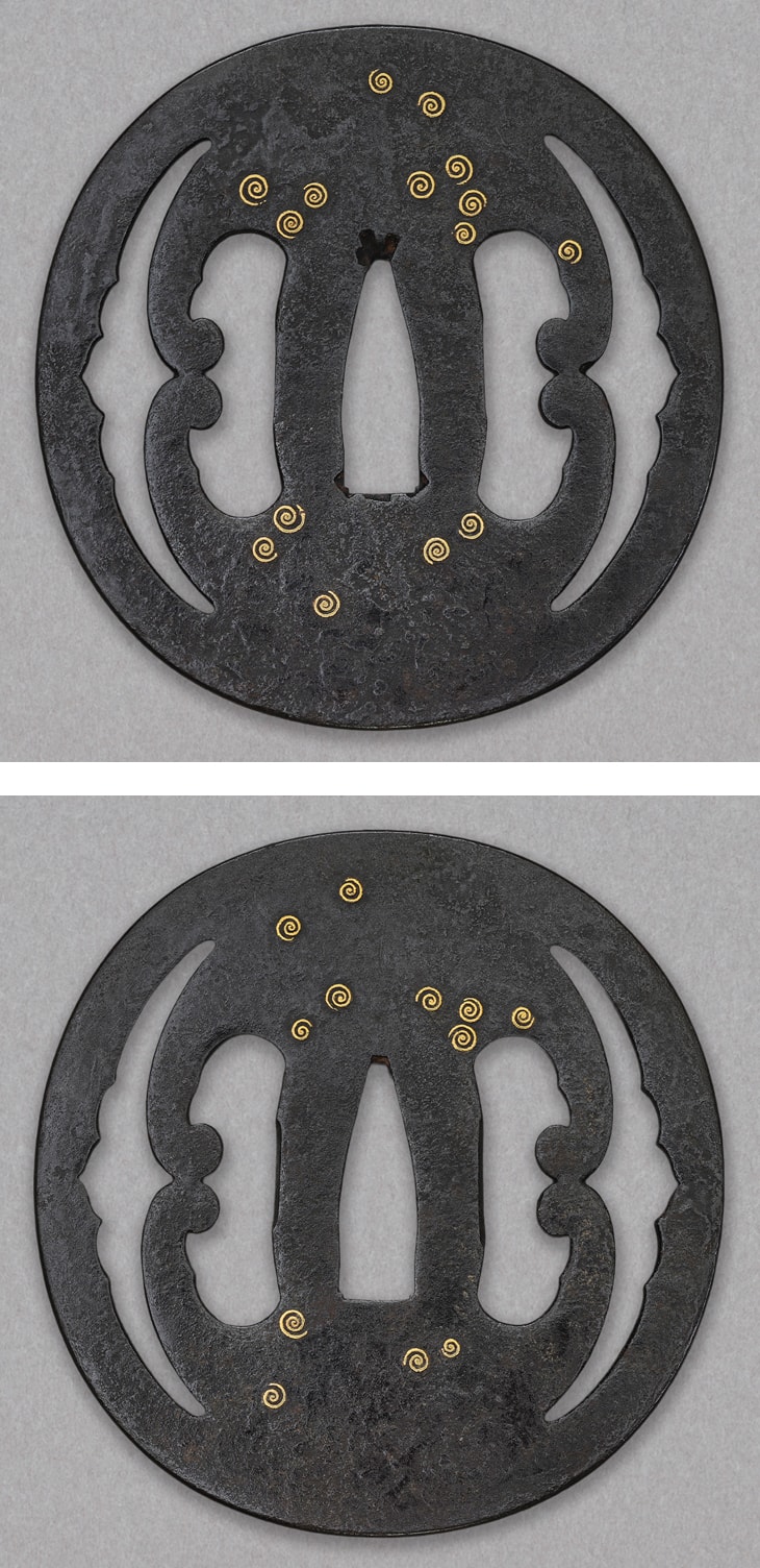 鍔:行合波透渦巻象嵌図 Tsuba:Yukiainami Sukashi Uzumaki Zogan Zu