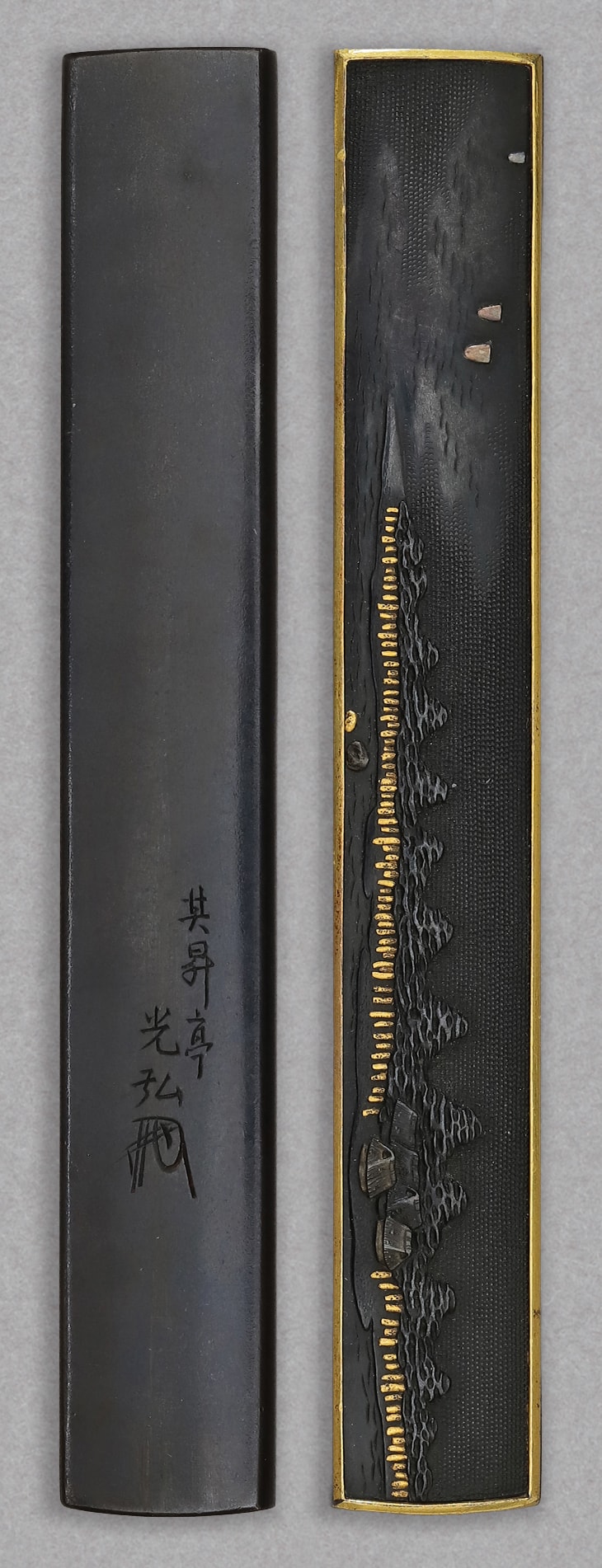 小柄:千本松原集落図 Kozuka:Senbon Matsubara Shuraku Zu