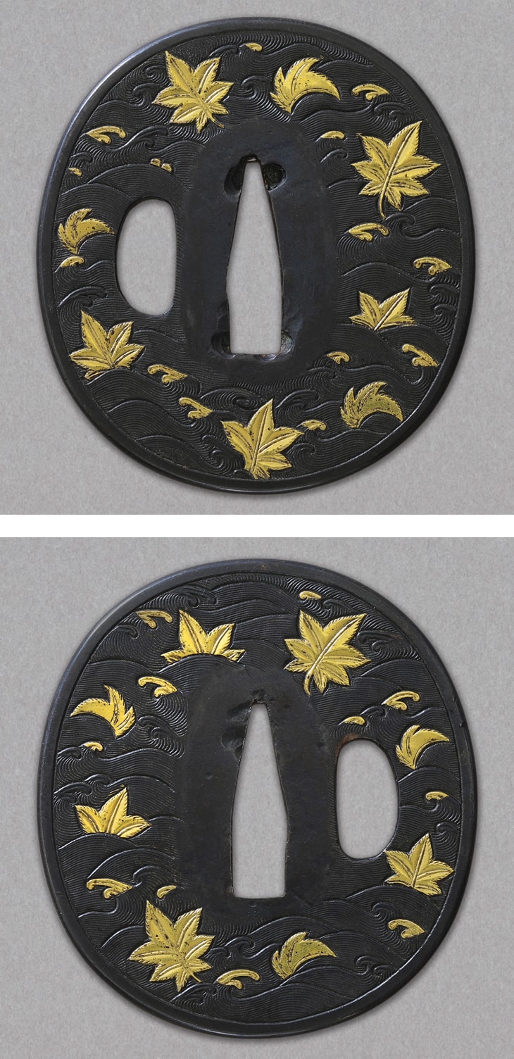 鍔:竜田川図