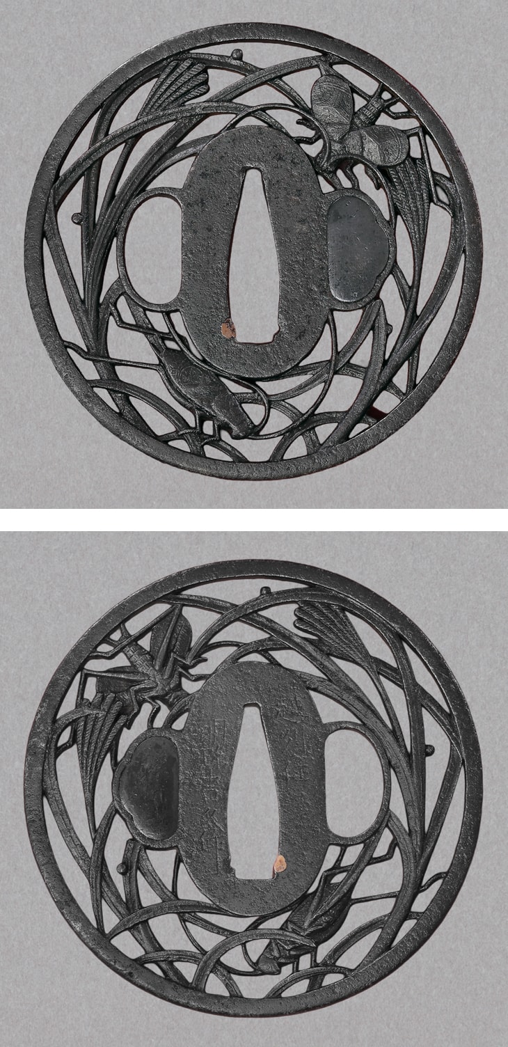 鍔:薄に秋虫図 Tsuba:Susuki ni Akimushi Zu