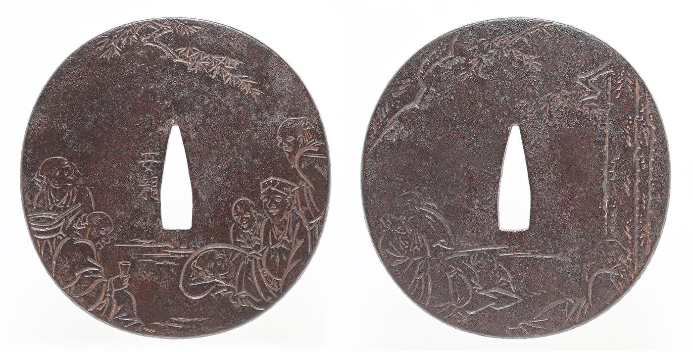 Tsuba - Tokuho - by Tsuchiya Yasuchika - Gathering of Sages Design by 4th Gen. Yasuchika