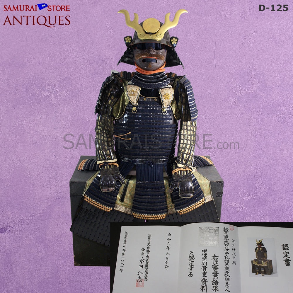 D-125 Antique suit of armor from Mid Edo period w/ Koshu Tokubetsu-Kicho Paper (2nd highest ranking) Certificate
