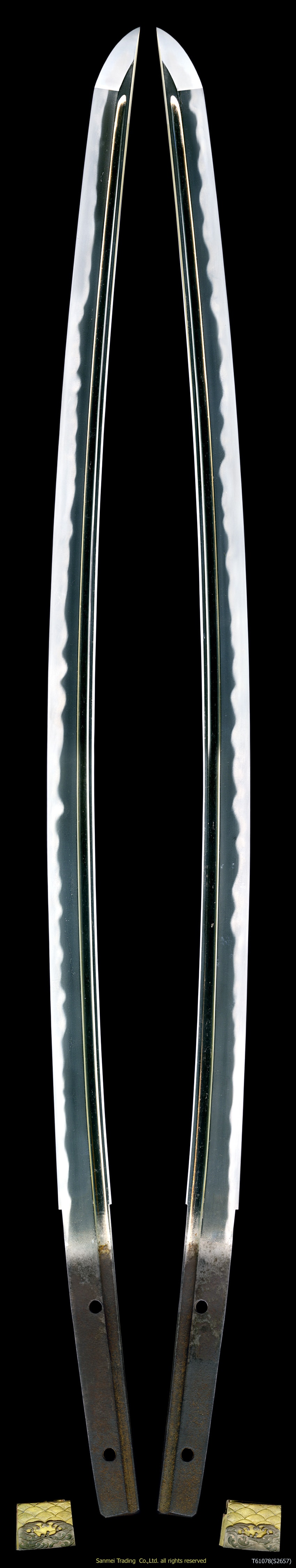 Katana - Tokuho - by Naoe Shizu School - Unsigned Kanenobu with Higo Uchigatana Koshirae