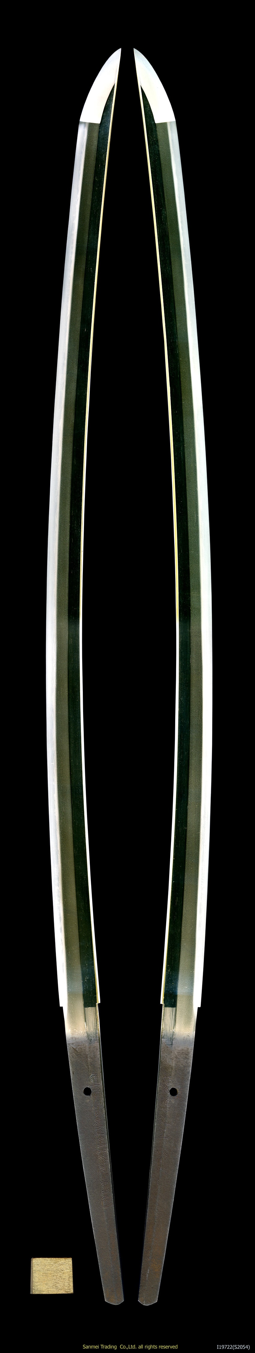 Katana - Tokuho - by Sendai Kunikane School - Ōshu Sendai-ju Fujiwara Kunikane - Sakura bark lacquered scabbard Uchikatana Koshirae