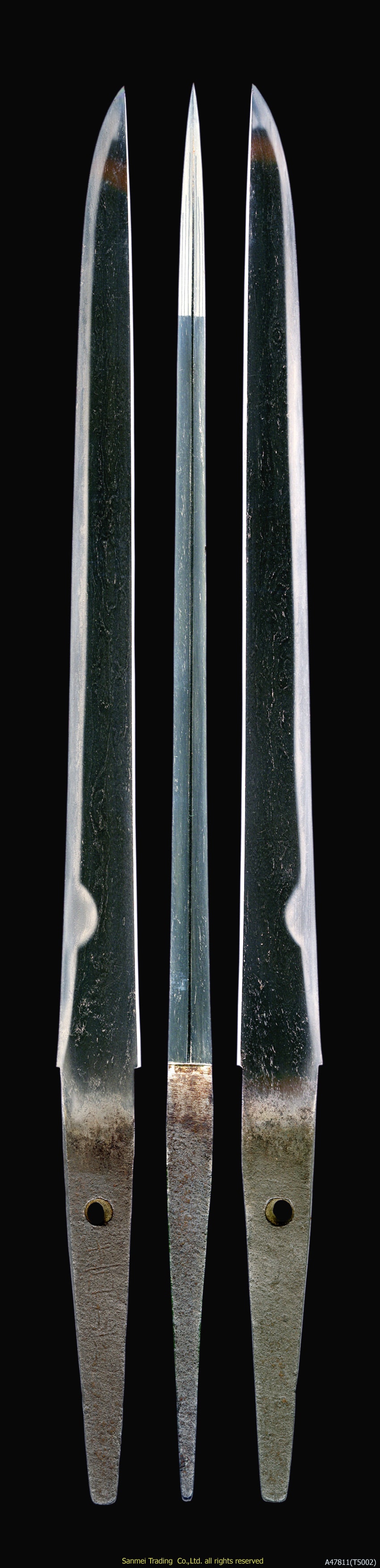 Tanto - Hozon - by Yoshimitsu - Tanto signed YOSHIMITSU with Black-Lacquered Natane-Nuri Saya Aikuchi Tanto Koshirae