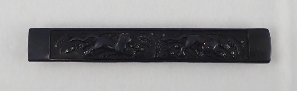 小柄 無銘 古金工 薄に二疋虎図 / Kozuka Mumei Ko-Kinko