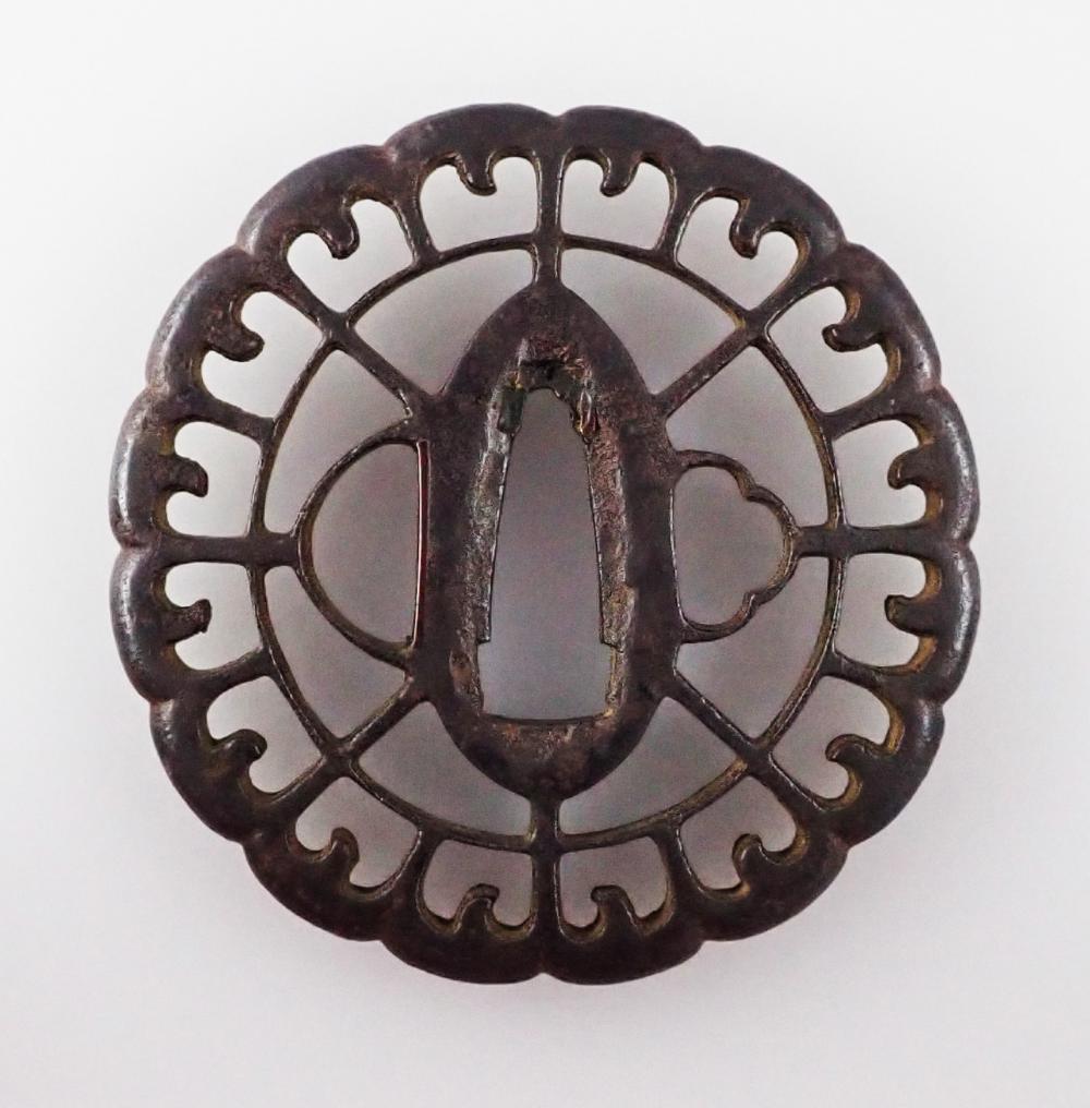 Tsuba - Hozon - by Akasaka Tadamasa - Mumei Akasaka 2nd Gen. Tadamasa, Warabite Kurumadasuki