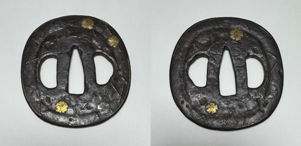 鐔 無銘 甚吾 網目桜図 / Tsuba Mumei Jingo