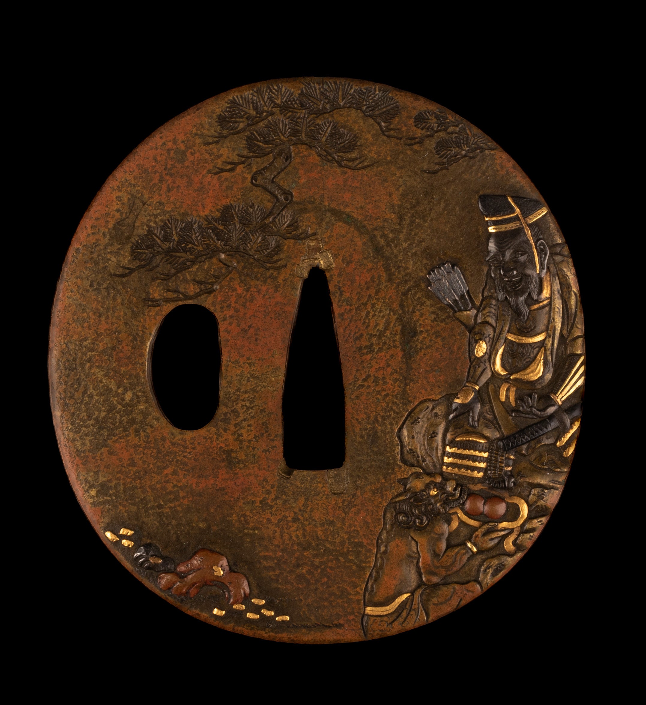 Shinchu tsuba signed "Yukikiyo" with NBTHK Hozon Tosogu. Takenouchi No Sukune with Dragon King