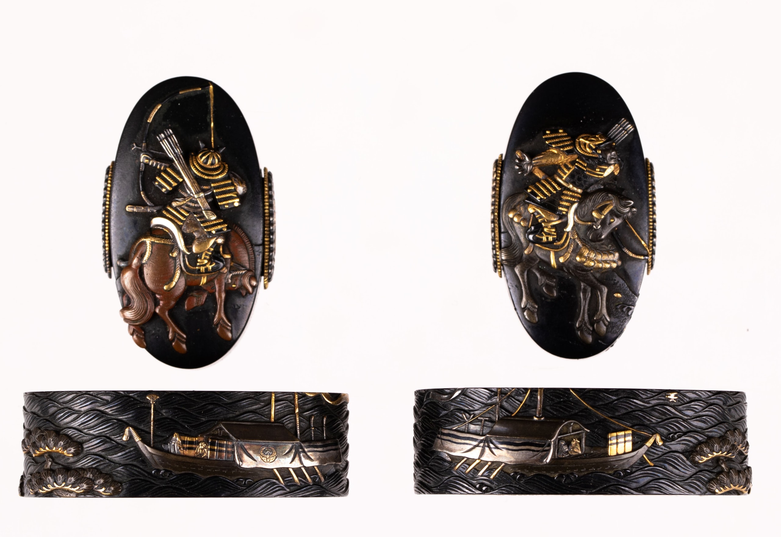 Shakudo Daisho Fuchikashira Signed "Shokotei Katsufusa" with NBTHK Tokubetsu Hozon Tosogu - Battle of Yashima