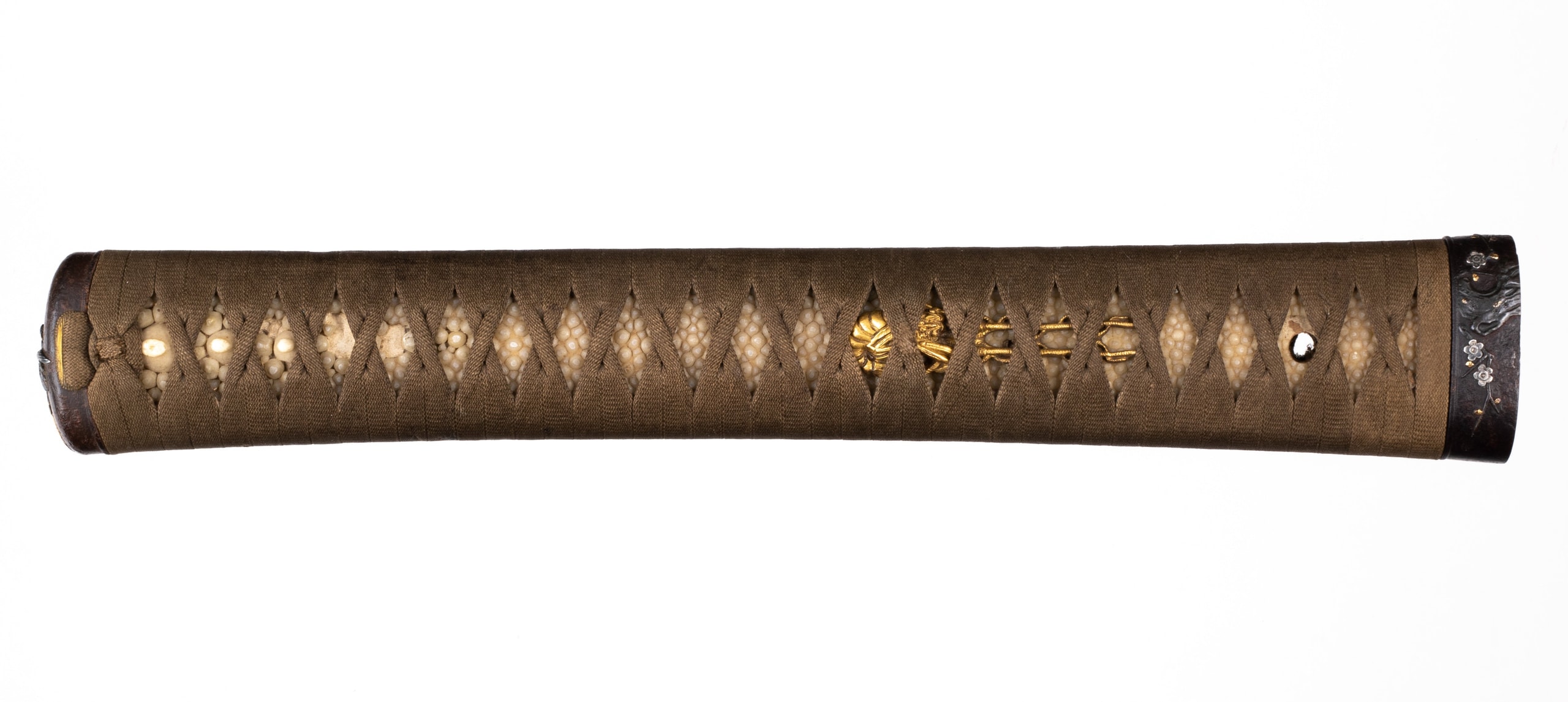 Katana tsuka with iron fuchikashira and lobster menuki